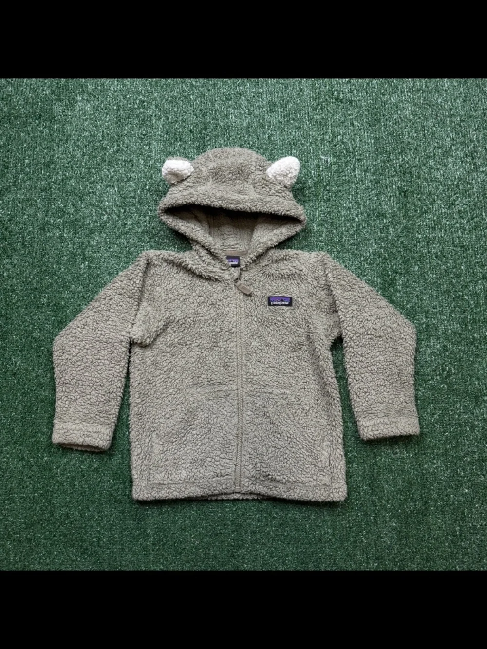 Patagonia Teddy Bear Ear Hoodie Toddler Size 3T Gray Full Zip Fleece